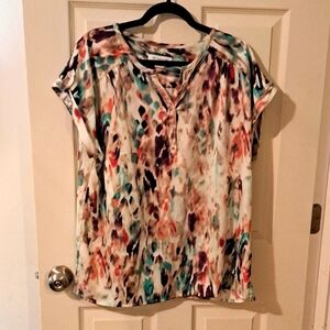 Liz Claiborne Pink and Blue Graphic Blouse Relaxed Fit